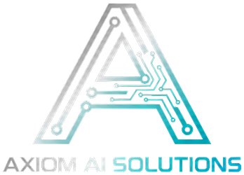 Axiom AI Solutions logo: a silver and teal circuit-board letter A